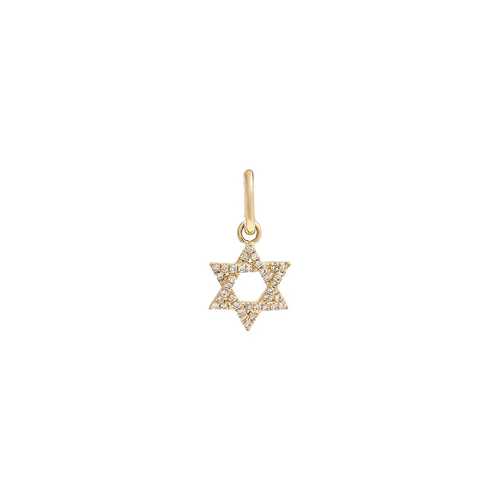 Mini Diamond Pave Star of David Charm 14K sold by Adina Eden's