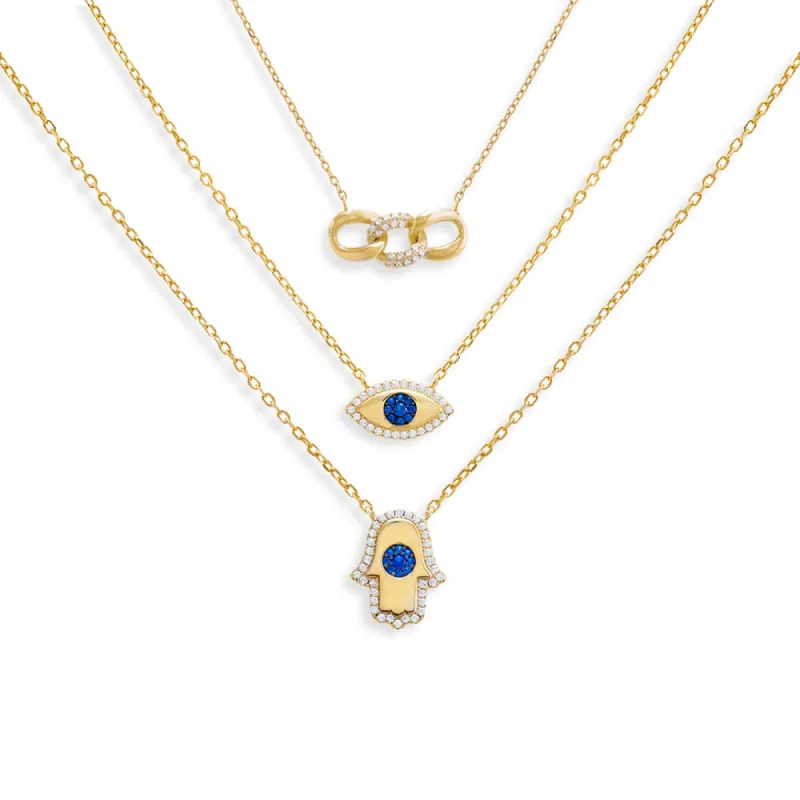 Blue Layered Necklace Combo Set sold by Adina Eden's