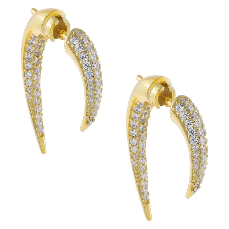 Pavé Double Spike Stud Earring sold by Adina Eden's