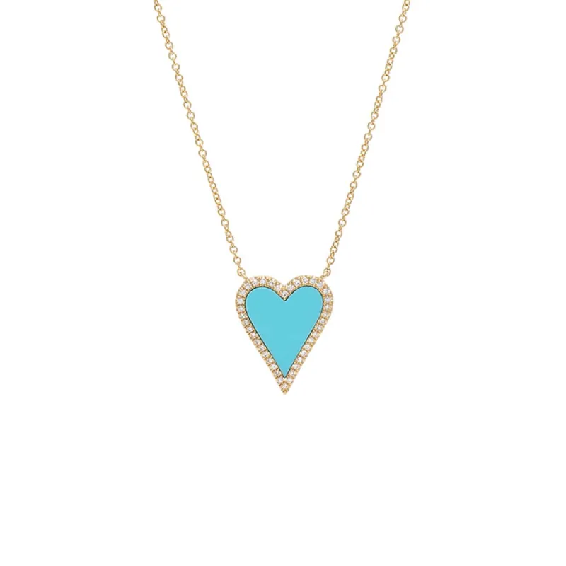 Diamond Elongated Stone Heart Necklace 14K sold by Adina Eden's