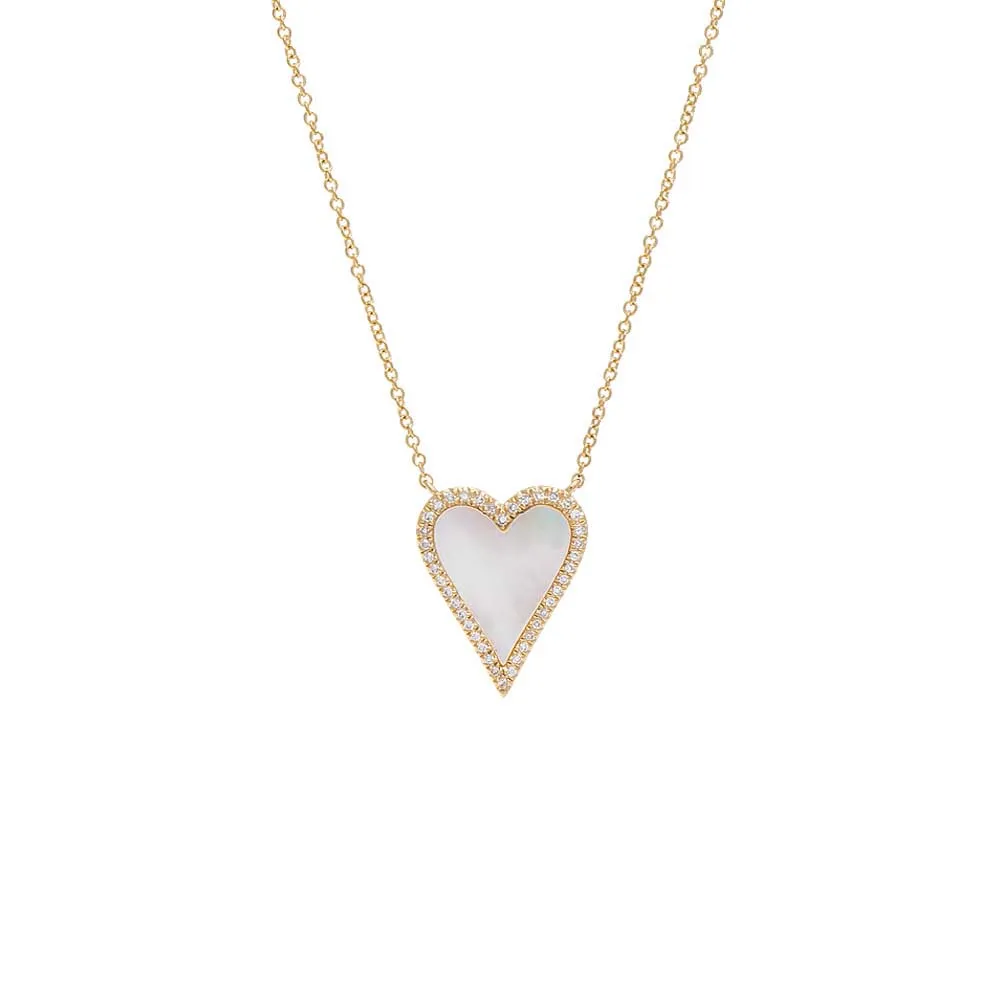 Diamond Elongated Stone Heart Necklace 14K sold by Adina Eden's product image thumbnail 3