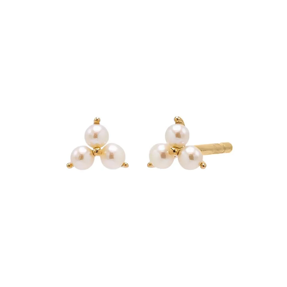 Pearl Trio Cluster Stud Earring 14K sold by Adina Eden's