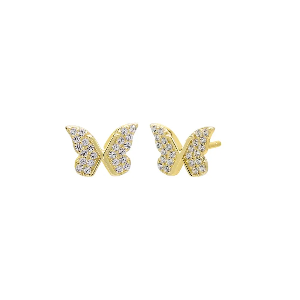 CZ Pave Butterfly Stud Earring sold by Adina Eden's