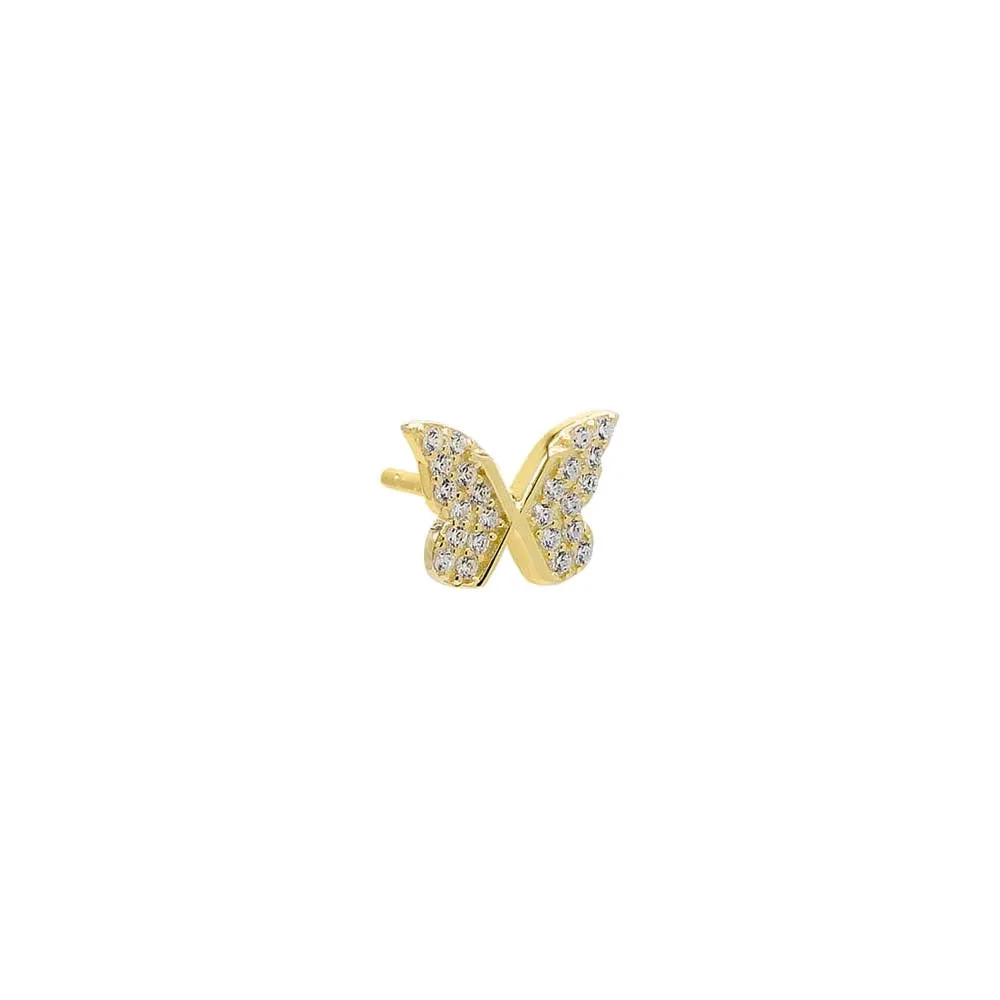 CZ Pave Butterfly Stud Earring sold by Adina Eden's product image thumbnail 3
