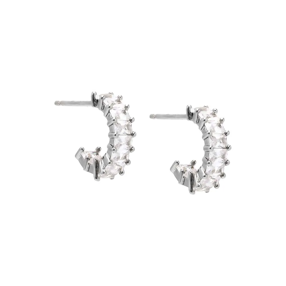 Mini CZ Thin Princess Cut Hoop Earring sold by Adina Eden's product image thumbnail 3