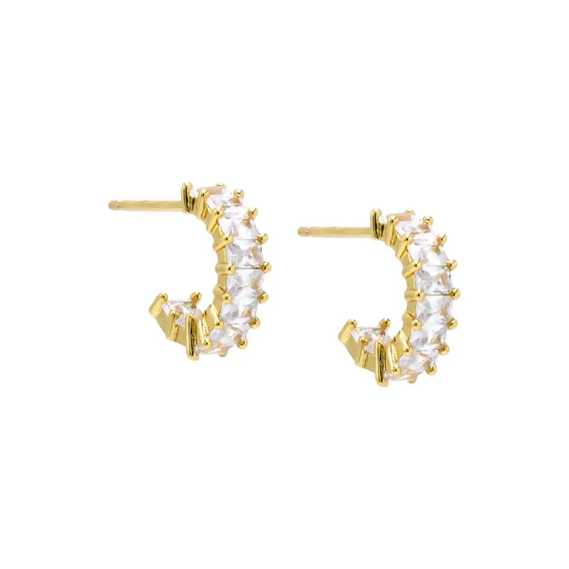 Mini CZ Thin Princess Cut Hoop Earring sold by Adina Eden's