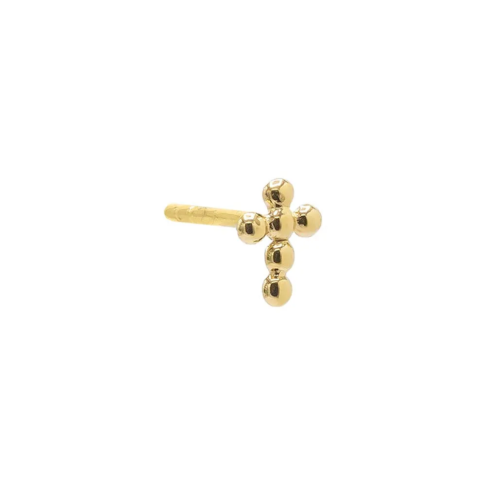 Mini Solid Beaded Cross Stud Earring 14K sold by Adina Eden's product image thumbnail 4