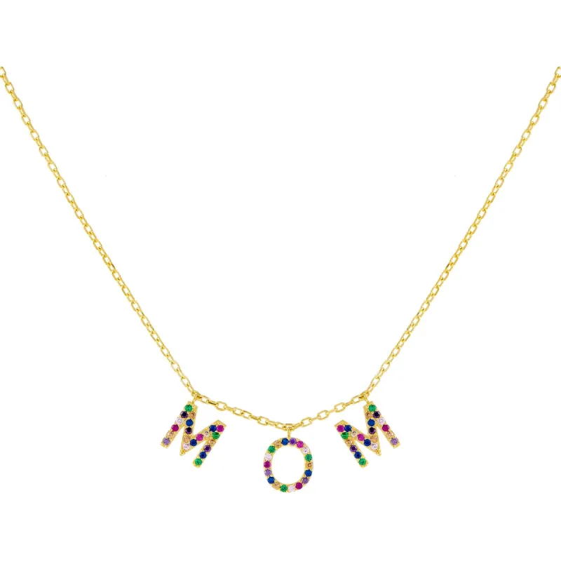 Pavé Rainbow Mom Necklace sold by Adina Eden's