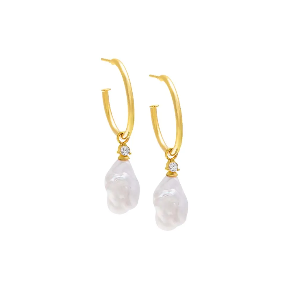 Fresh Water Pearl Hoop Earring sold by Adina Eden's