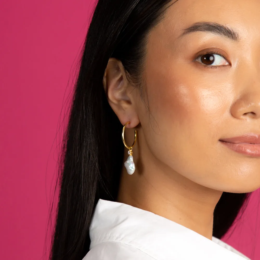 Fresh Water Pearl Hoop Earring sold by Adina Eden's product image thumbnail 2