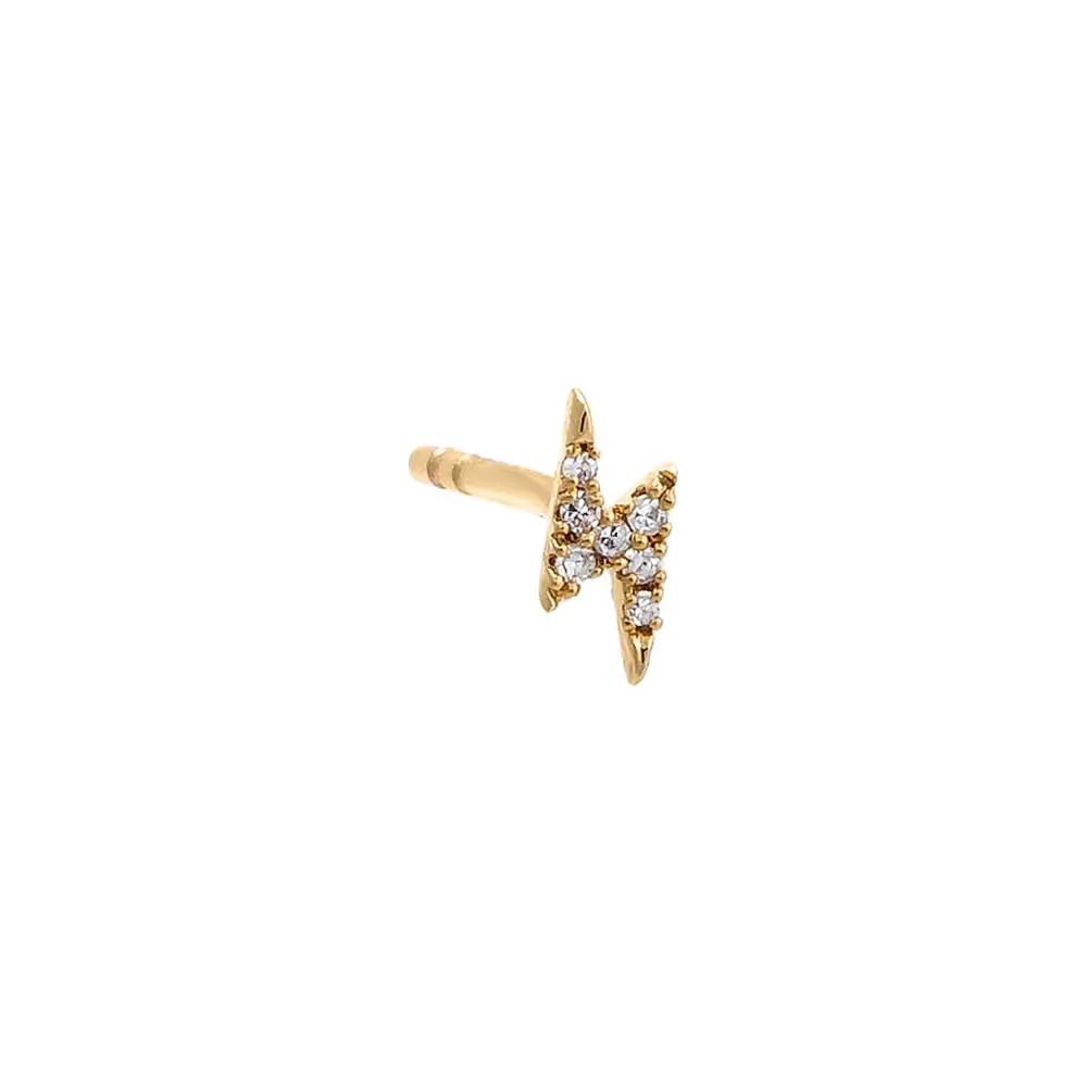 Diamond Pave Mini Lightning Bolt Stud Earring 14K sold by Adina Eden's product image thumbnail 3