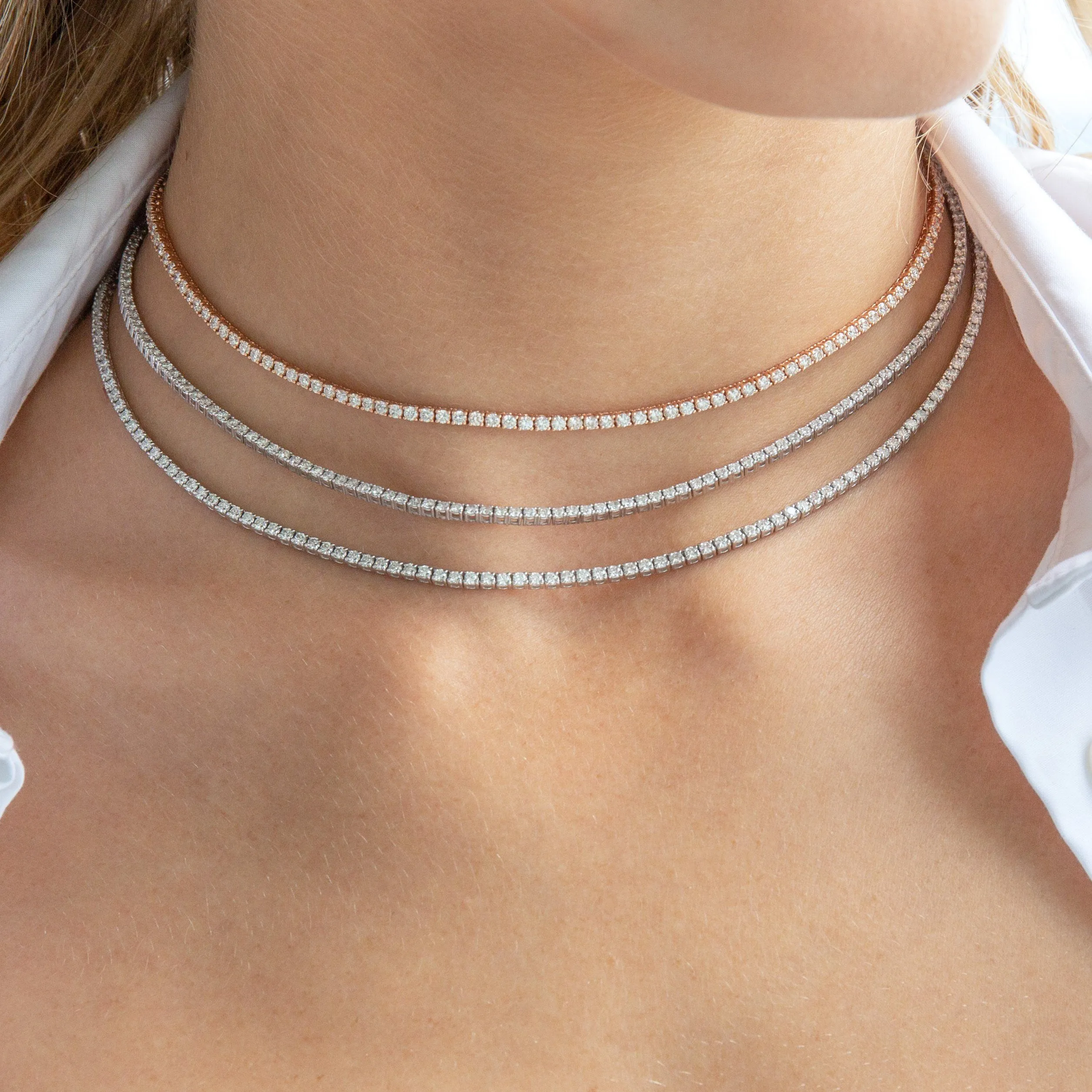 Diamond Dainty Thin Tennis Necklace 14K sold by Adina Eden's product image thumbnail 2