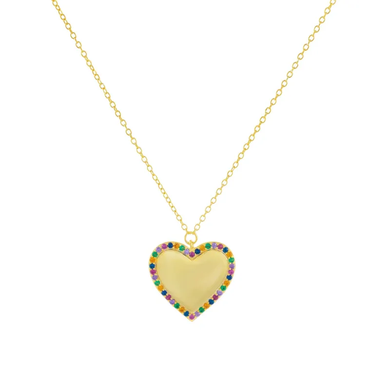 CZ Multi Color Heart Necklace sold by Adina Eden's