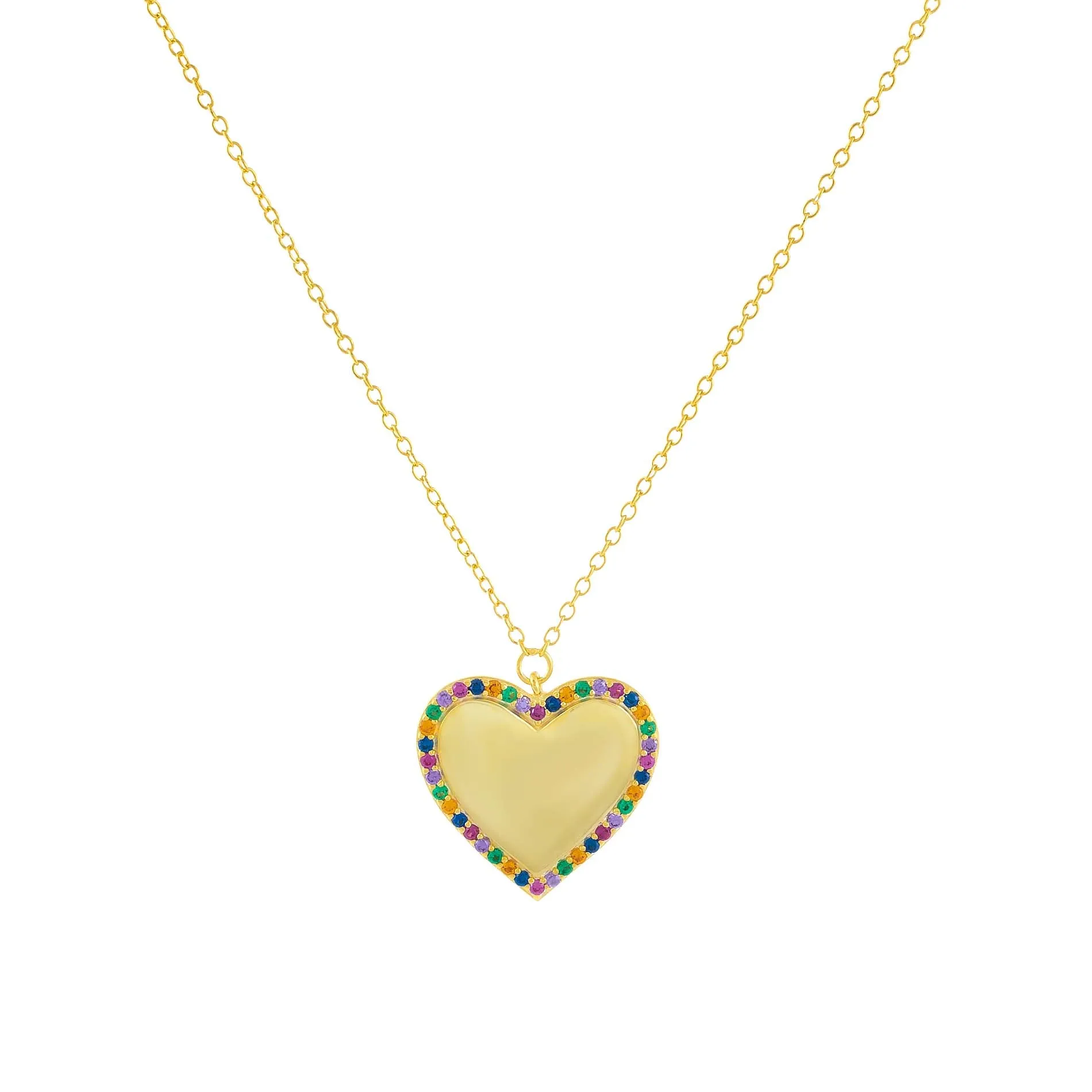 CZ Multi Color Heart Necklace sold by Adina Eden's