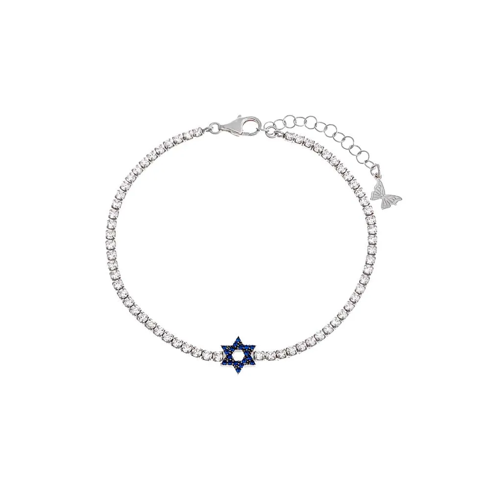 Sapphire Blue Star Of David Tennis Bracelet sold by Adina Eden's product image thumbnail 4