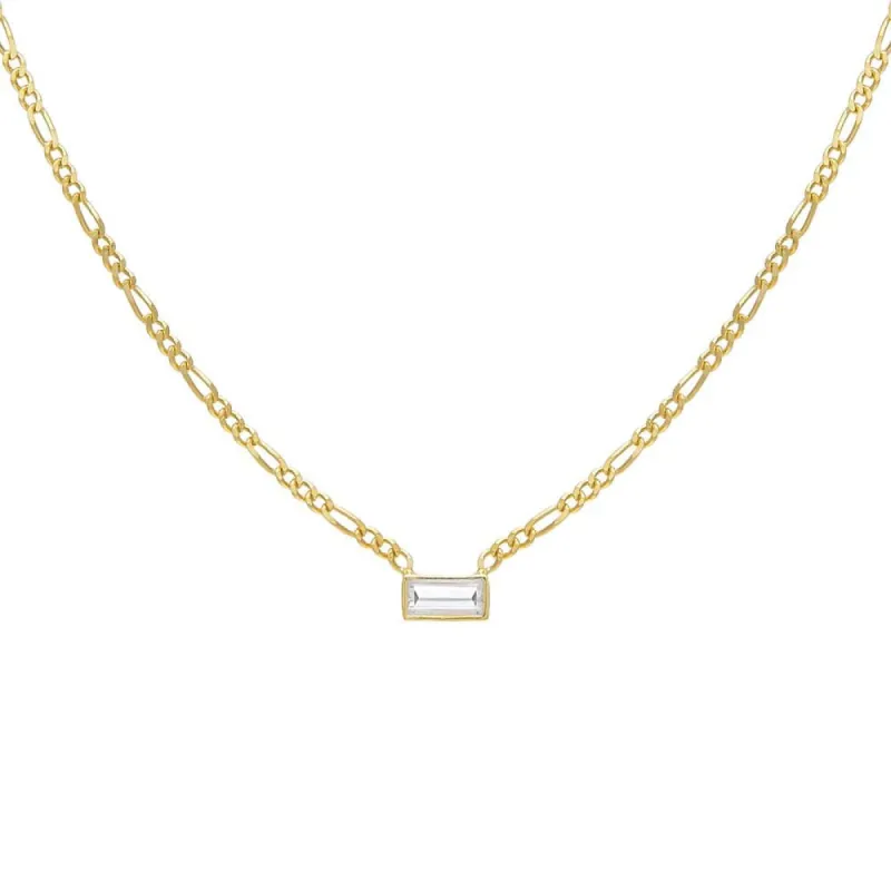CZ Baguette Figaro Necklace sold by Adina Eden's