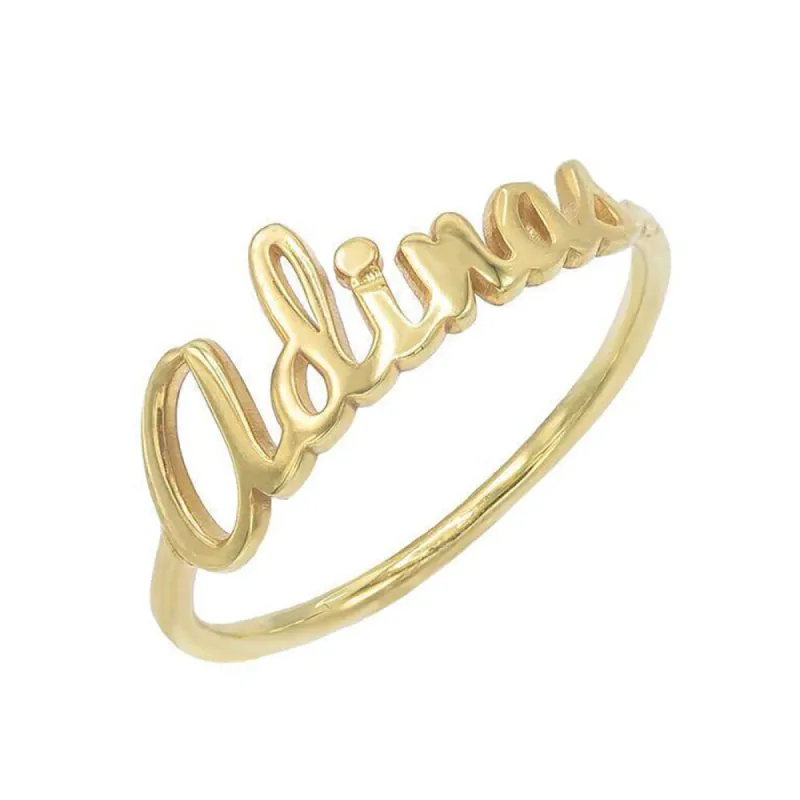 Script Name Ring 14K sold by Adina Eden's