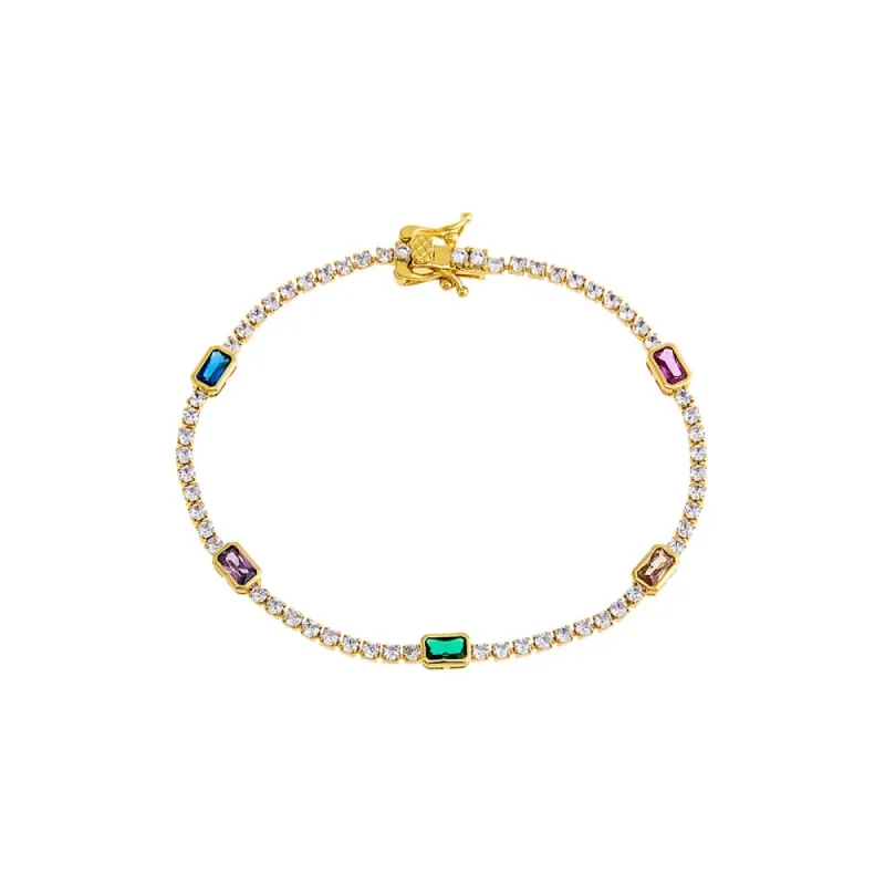 Colored CZ Baguette Accented Tennis Bracelet sold by Adina Eden's