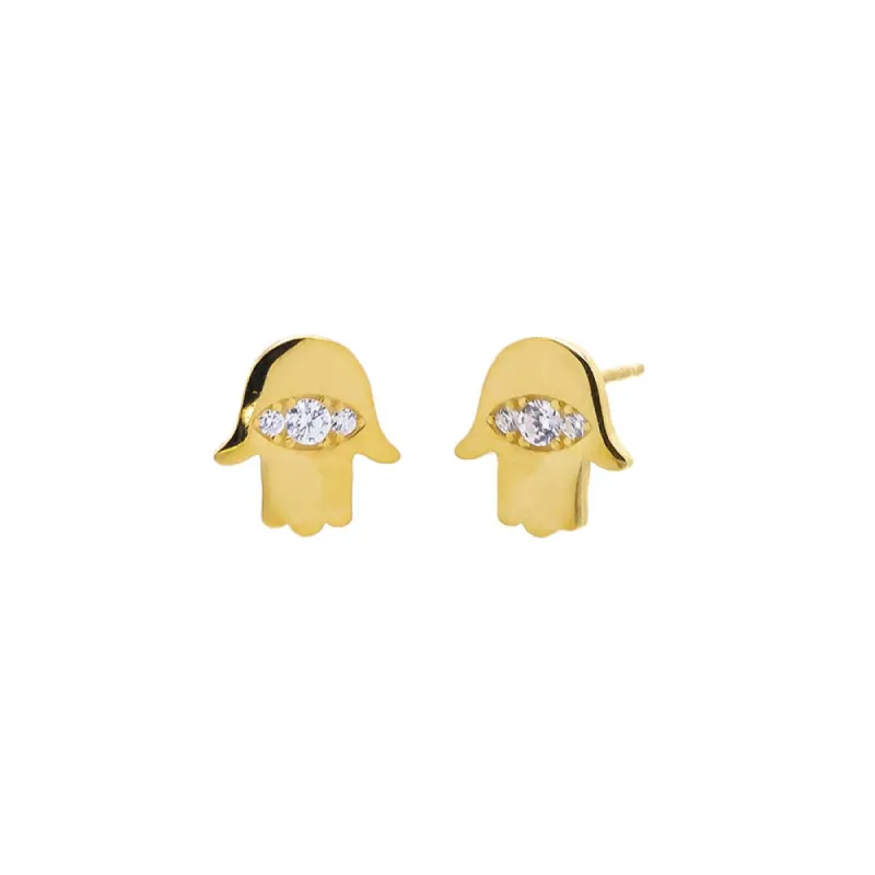 Evil Eye X Hamsa Stud Earring sold by Adina Eden's