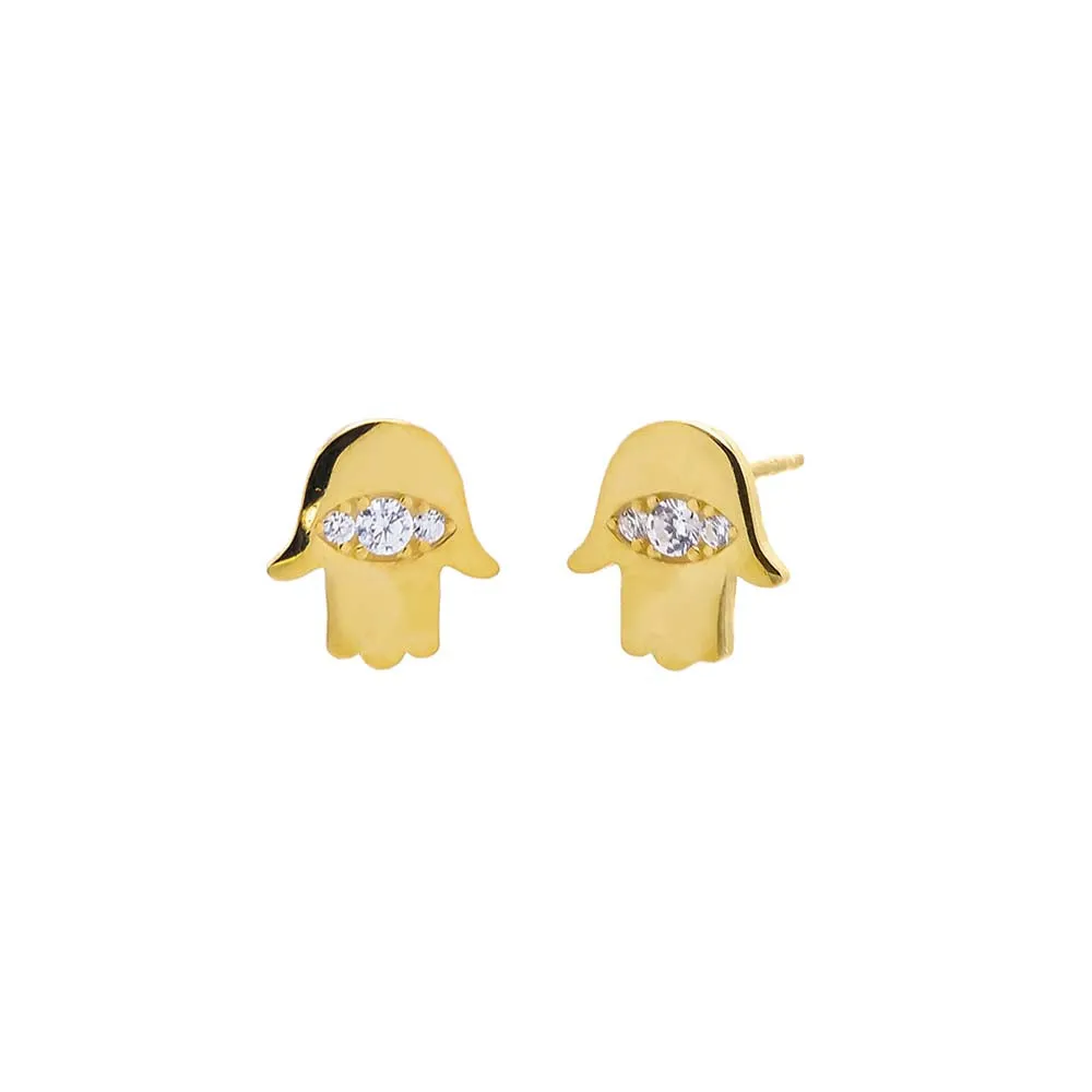 Evil Eye X Hamsa Stud Earring sold by Adina Eden's