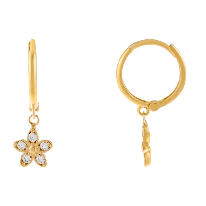 CZ Flower Huggie Earring 14K sold by Adina Eden's