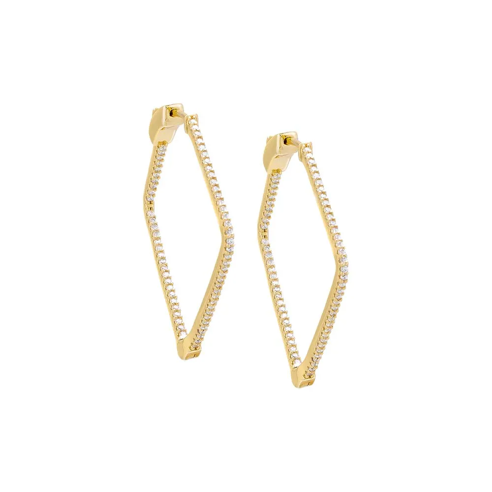 Pavé Diamond Shape Hoop Earring sold by Adina Eden's