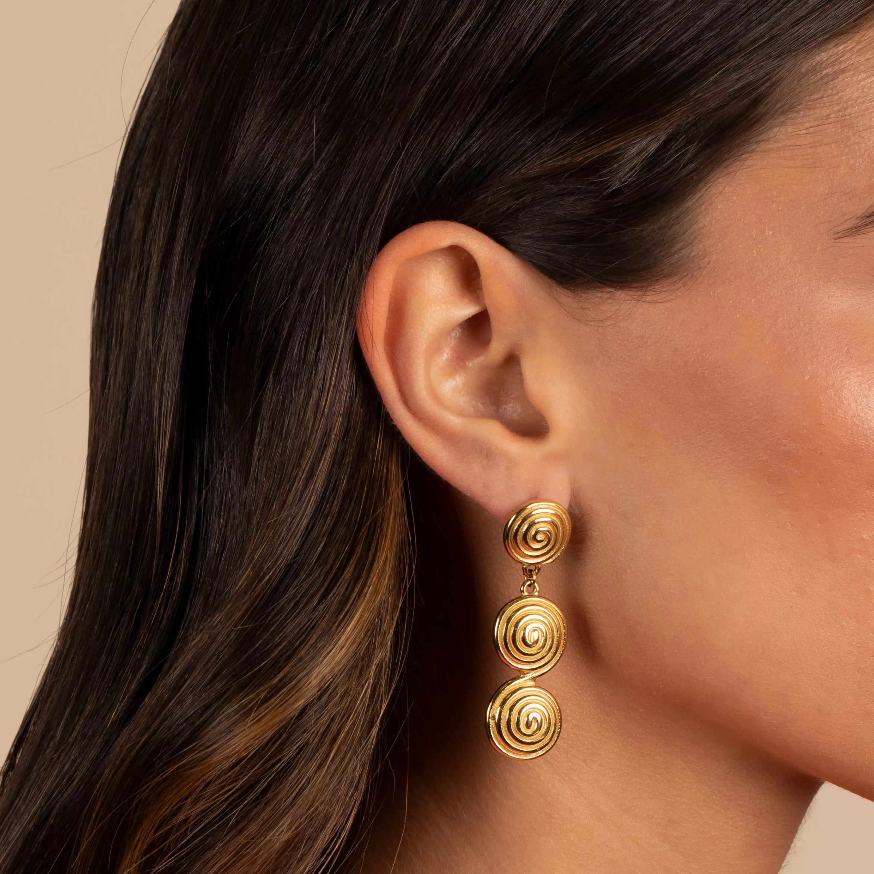 Triple Swirl Ball Srop Stud Earring sold by Adina Eden's product image thumbnail 2