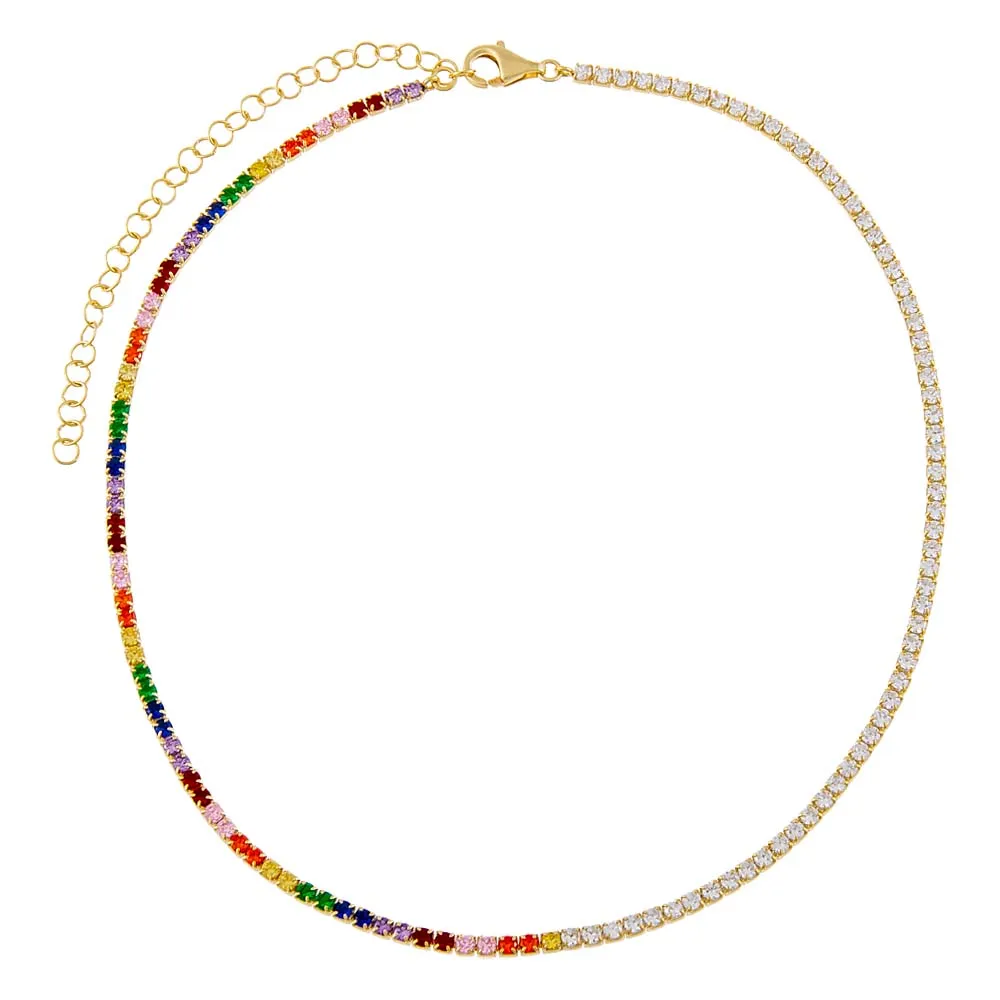 Half Rainbow CZ Tennis Choker sold by Adina Eden's product image thumbnail 3