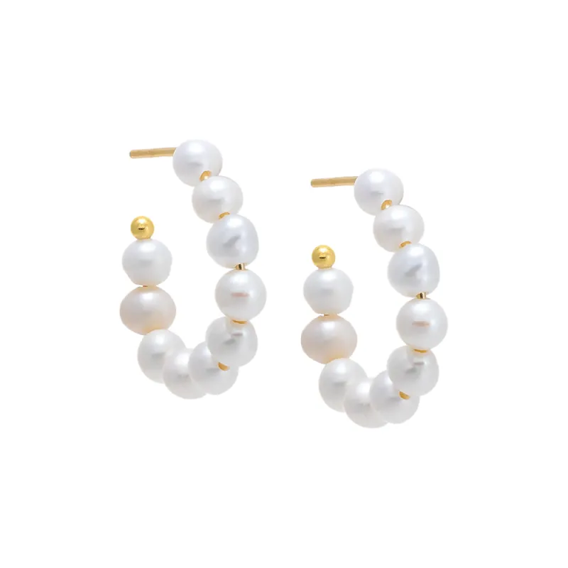 Large Multi Pearl Open Hoop Earring sold by Adina Eden's