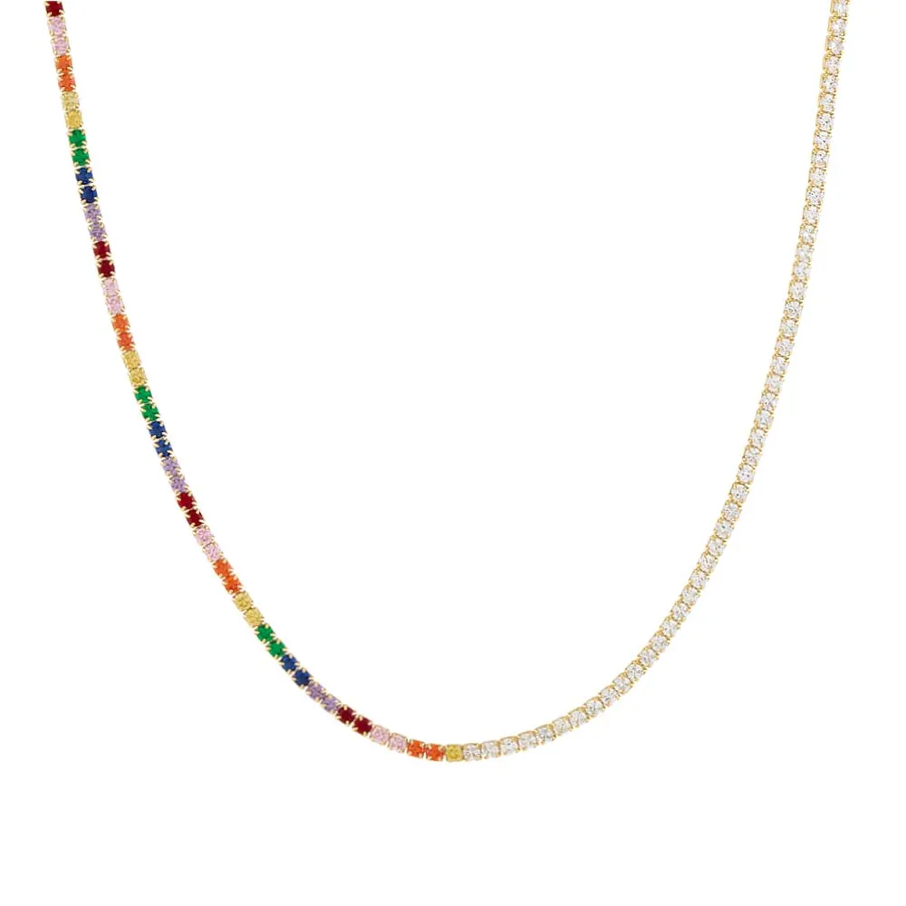 Half Rainbow CZ Tennis Choker sold by Adina Eden's