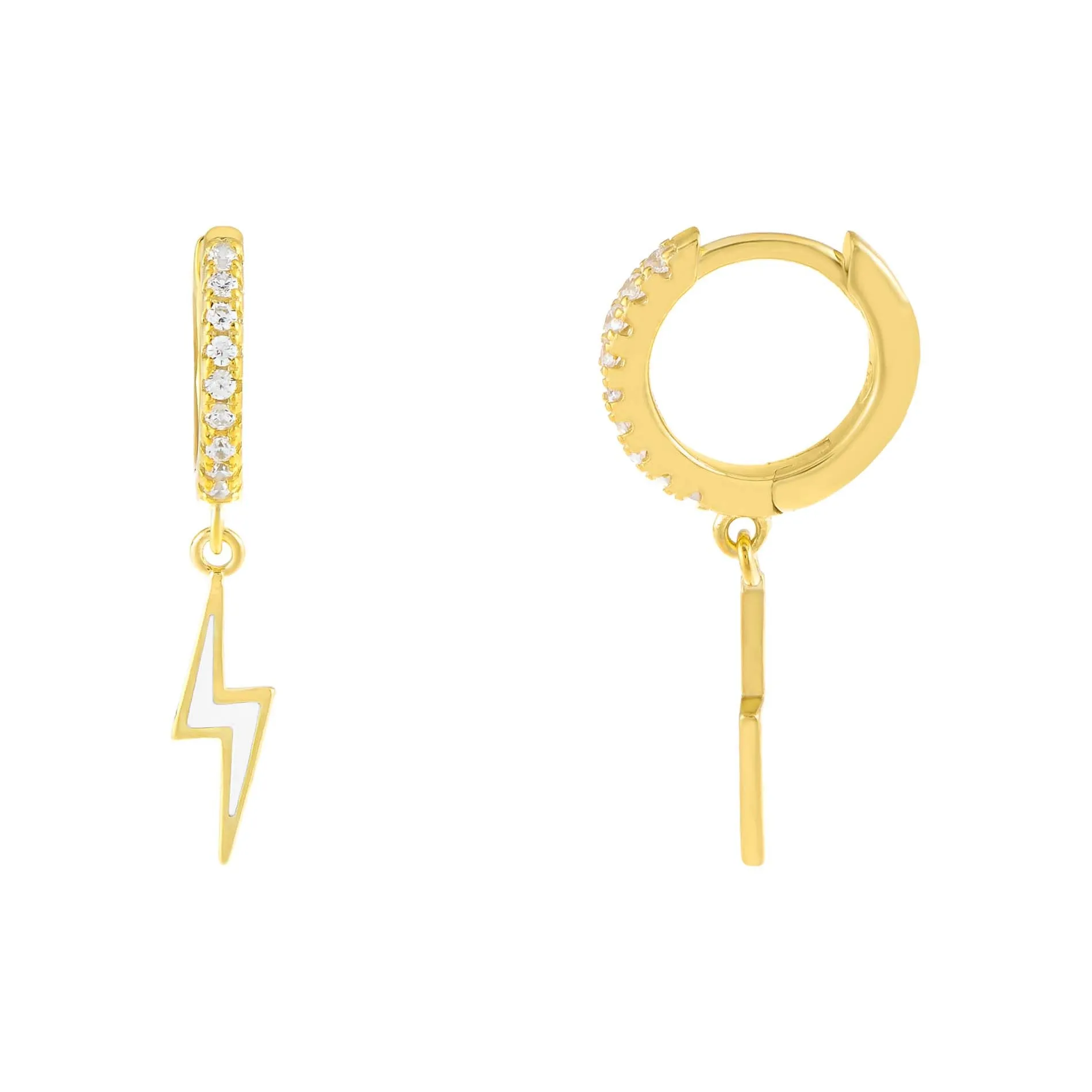 Lightning Bolt Enamel Huggie Earring sold by Adina Eden's product image thumbnail 3