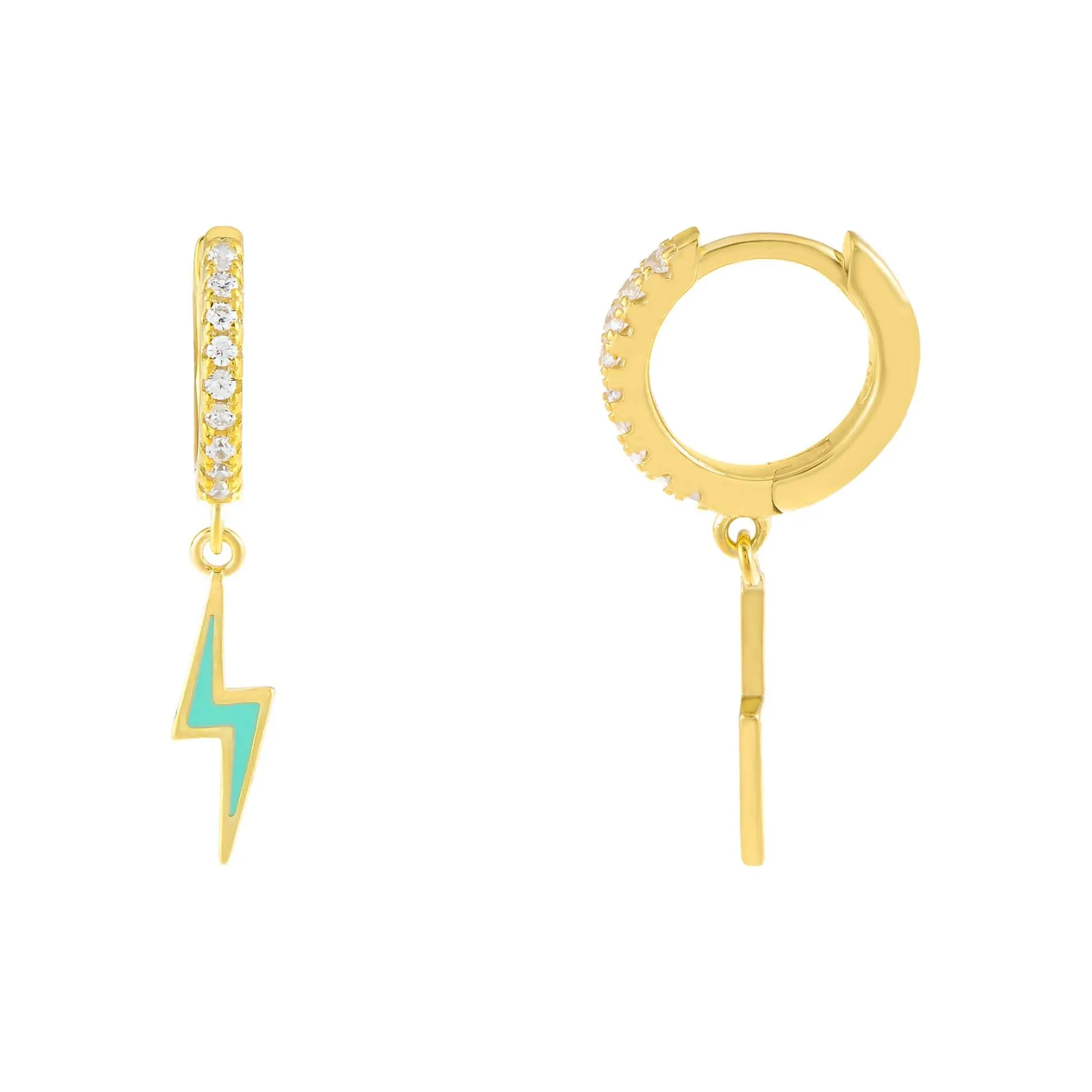 Lightning Bolt Enamel Huggie Earring sold by Adina Eden's product image thumbnail 4