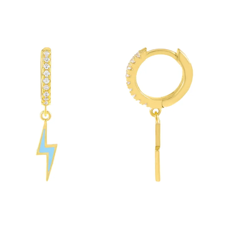 Lightning Bolt Enamel Huggie Earring sold by Adina Eden's