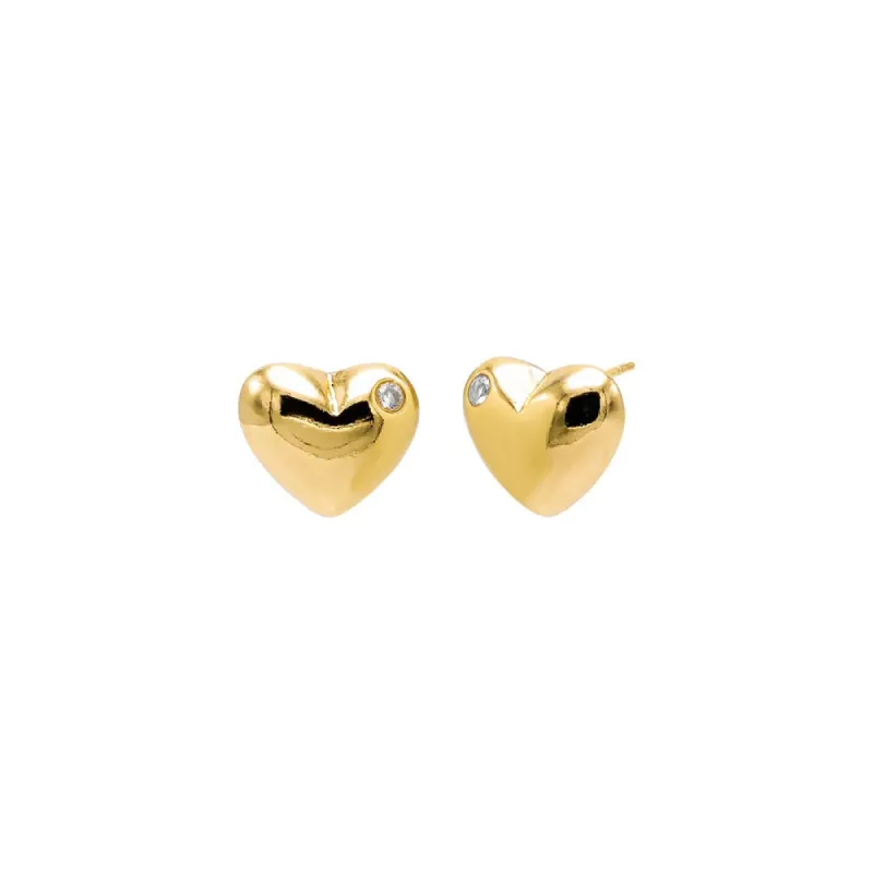 CZ Accented Puffy Heart Pendant Earring sold by Adina Eden's