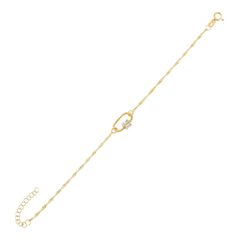 Mini Baguette Rope Toggle Singapore Bracelet sold by Adina Eden's