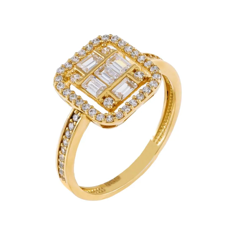 CZ Illusion Baguette Ring 14K sold by Adina Eden's