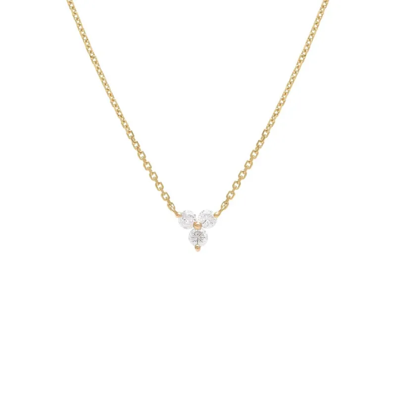 Diamond Trio Cluster Necklace 14K sold by Adina Eden's