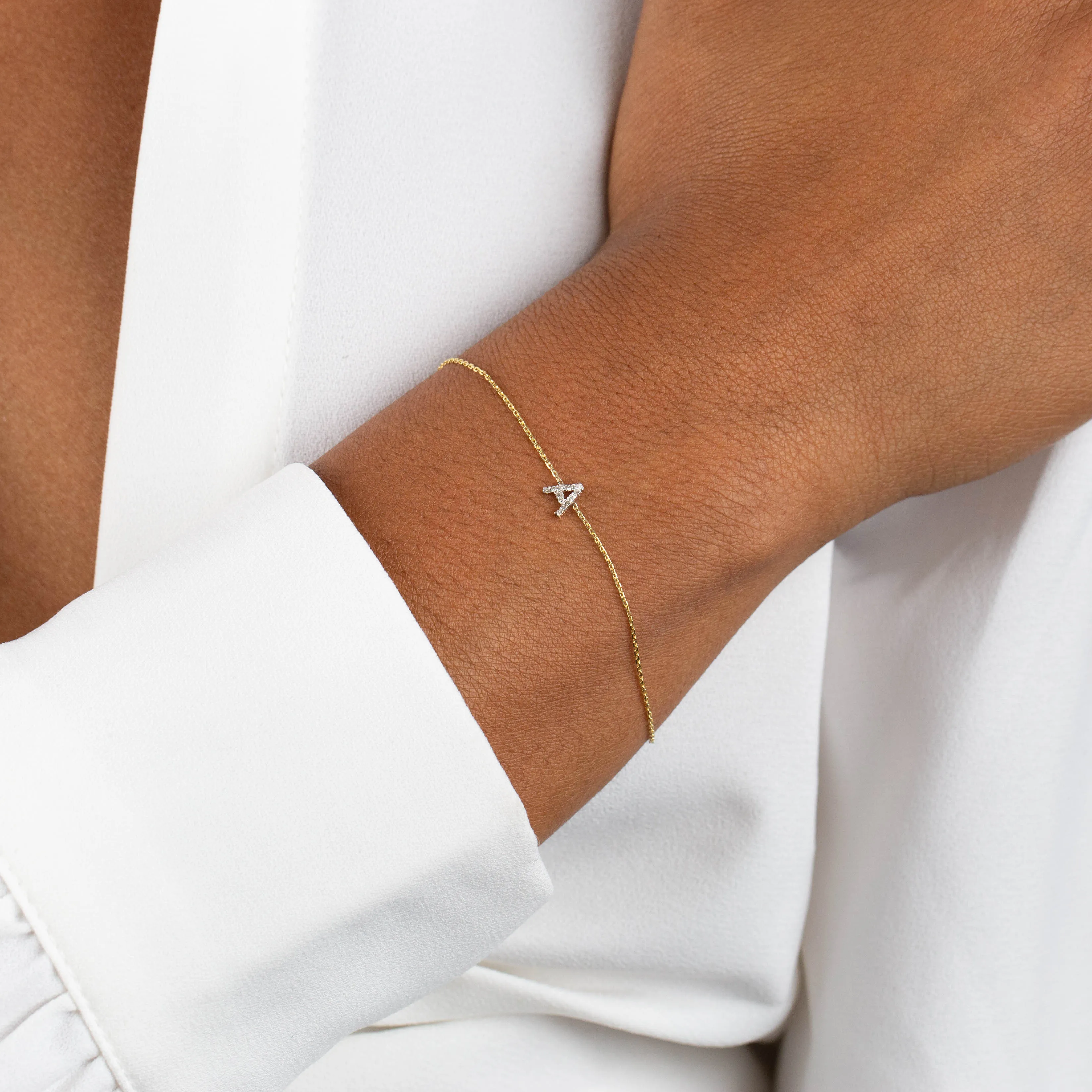 Diamond Initial Bracelet 14K sold by Adina Eden's product image thumbnail 5