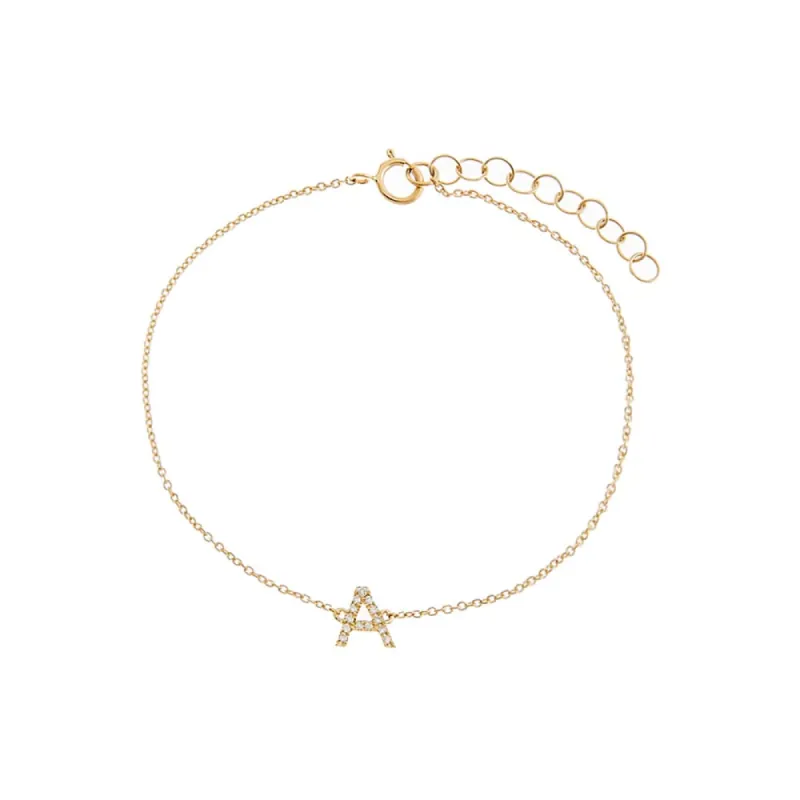 Diamond Initial Bracelet 14K sold by Adina Eden's