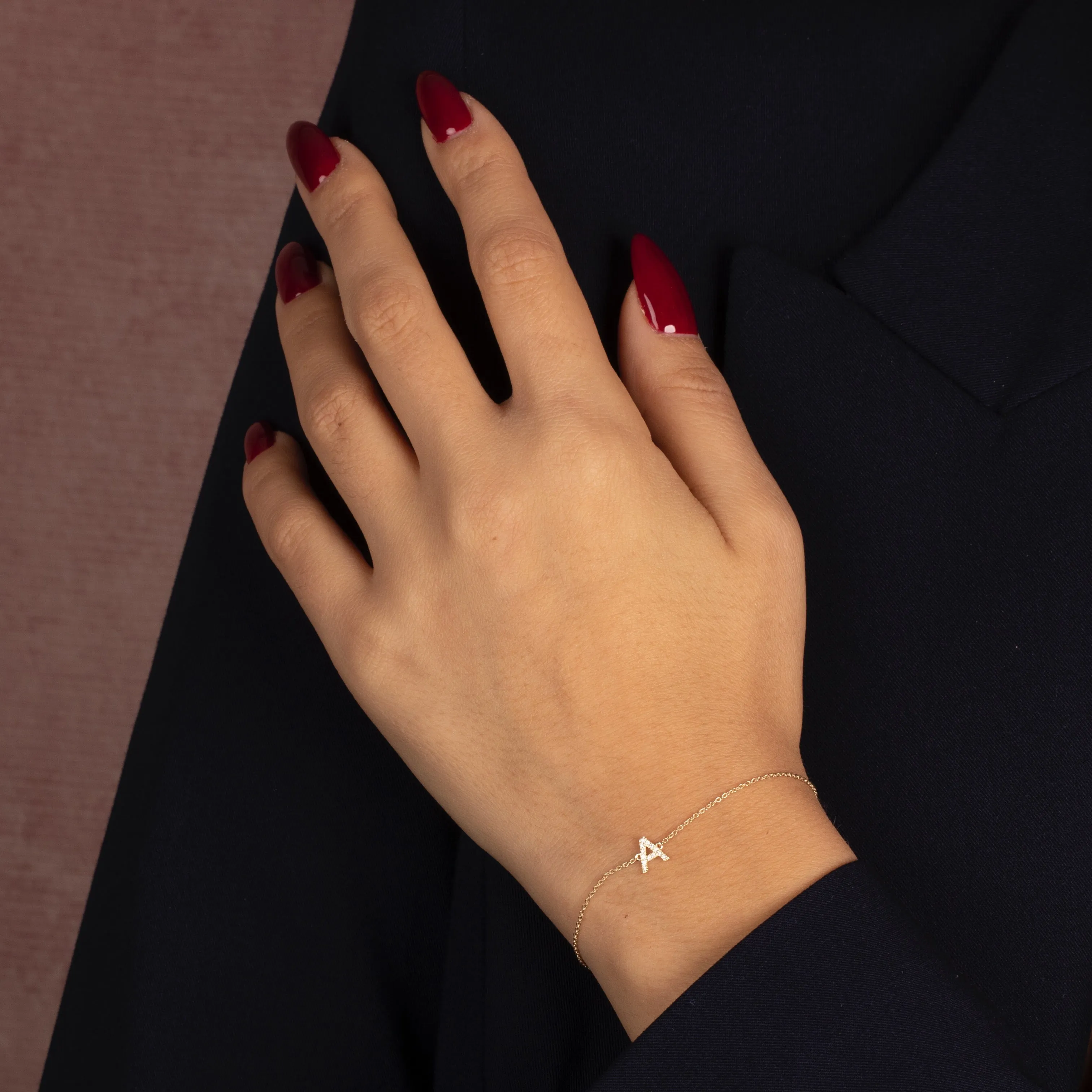 Diamond Initial Bracelet 14K sold by Adina Eden's product image thumbnail 2