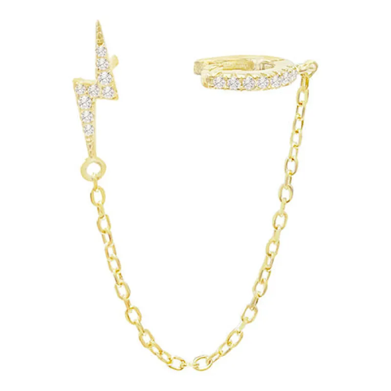 CZ Lightning Bolt Stud X Ear Cuff sold by Adina Eden's