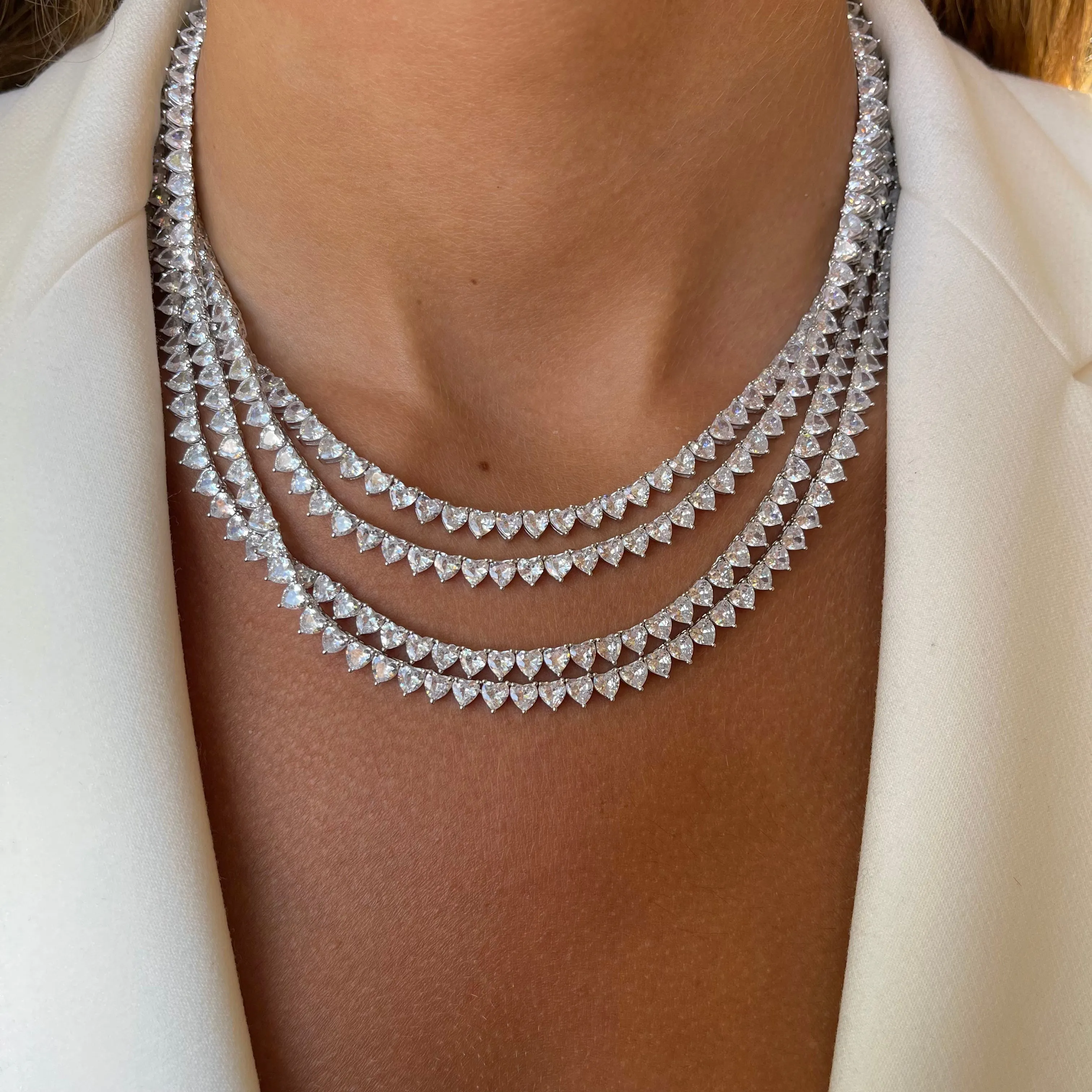 Heart Tennis Necklace sold by Adina Eden's product image thumbnail 4