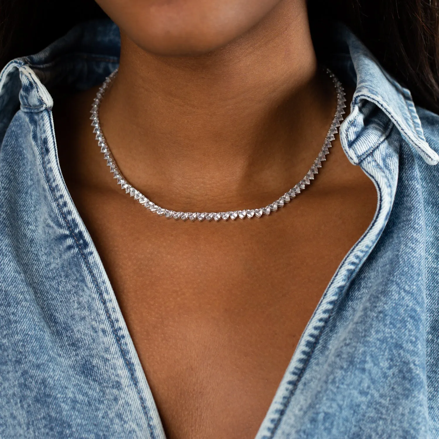 Heart Tennis Necklace sold by Adina Eden's product image thumbnail 3