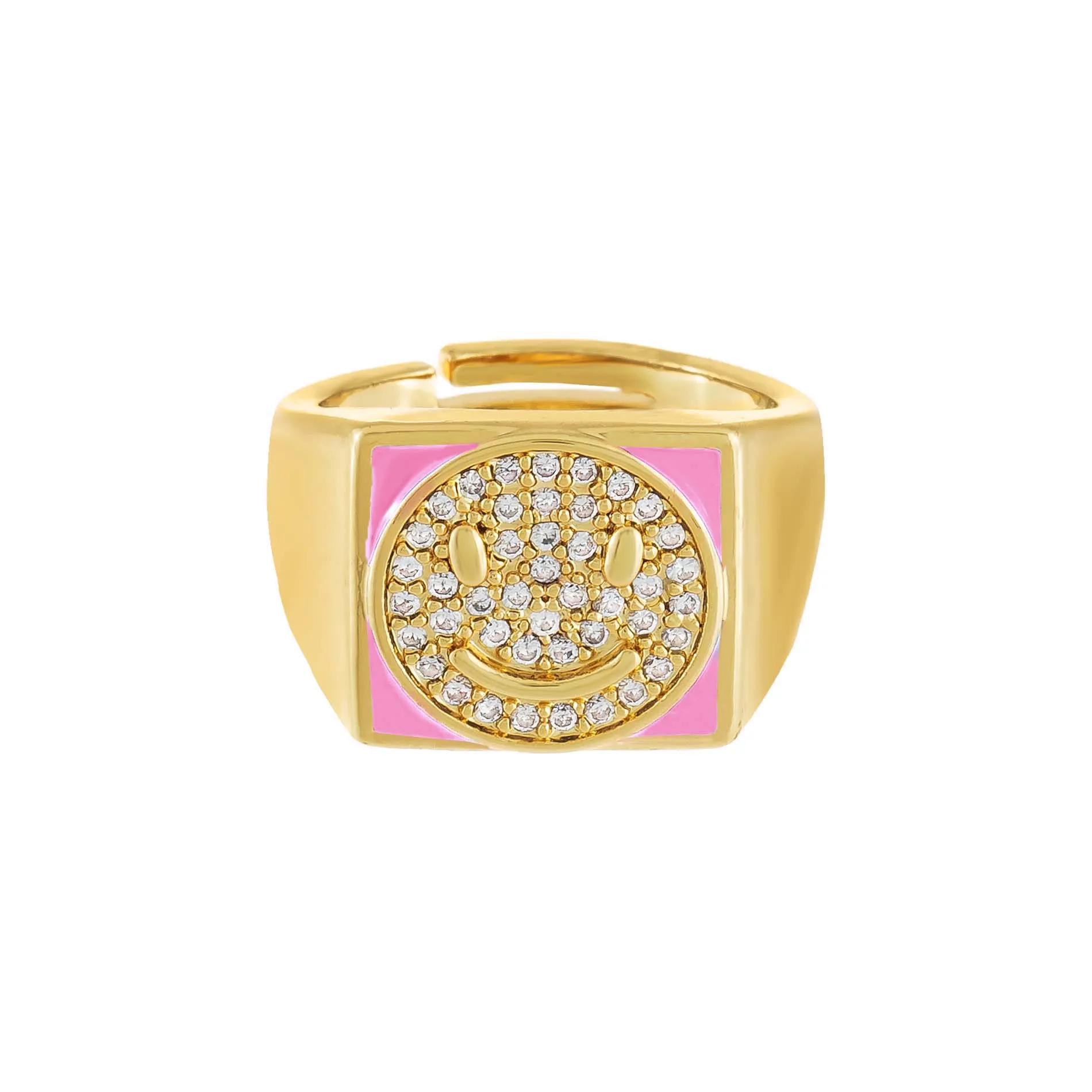 Pavé Smiley Face Enamel Chunky Ring sold by Adina Eden's product image thumbnail 5