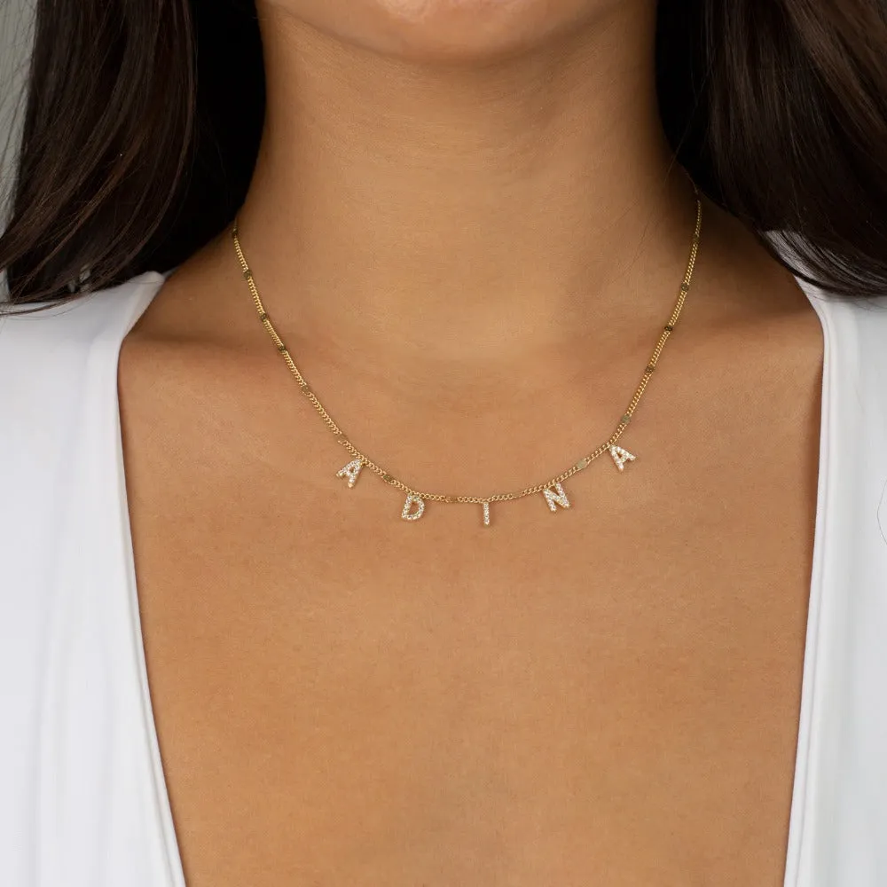 Mini Block Name Chain Necklace sold by Adina Eden's product image thumbnail 2