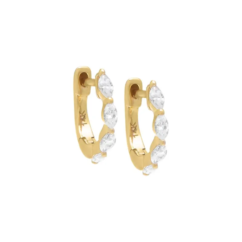 Petite Diamond Multi Marquise Huggie Earring 14K sold by Adina Eden's