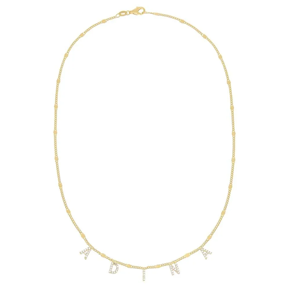 Mini Block Name Chain Necklace sold by Adina Eden's product image thumbnail 5