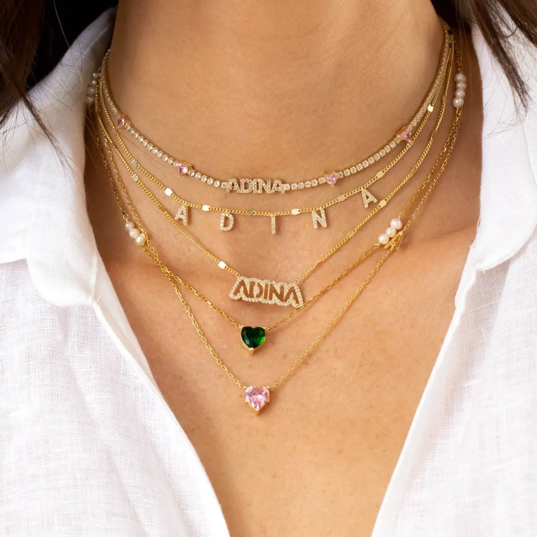 Mini Block Name Chain Necklace sold by Adina Eden's product image thumbnail 4