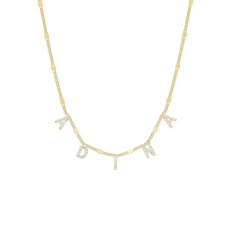 Mini Block Name Chain Necklace sold by Adina Eden's