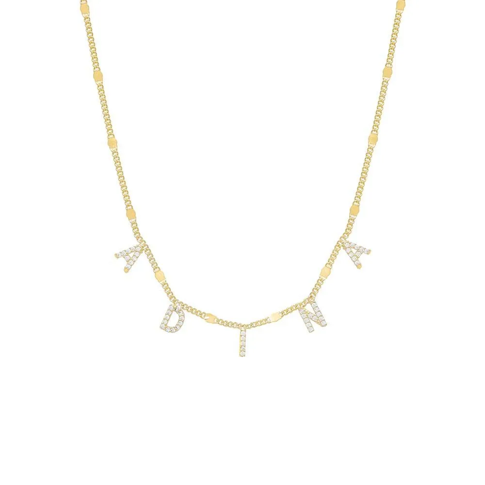 Mini Block Name Chain Necklace sold by Adina Eden's